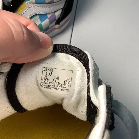 Vans Kids Sz 1 Off the Wall Checkerboard Multicolor Sneakers 721356 Skater Shoe - Picture 6 of 9